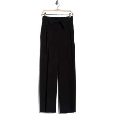 Hugo Boss Boss Tapiana Pleated Tie Waist Straight Leg Pants In Black