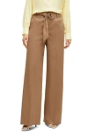 Hugo Boss Relaxed-fit Trousers In A Linen Blend In Iconic Camel