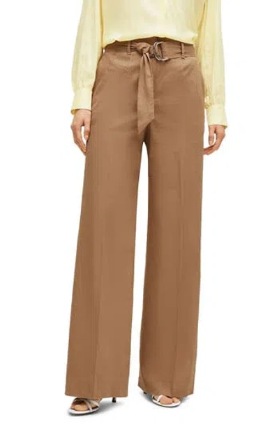 HUGO BOSS BOSS TASENA LINEN BLEND WIDE LEG PANTS
