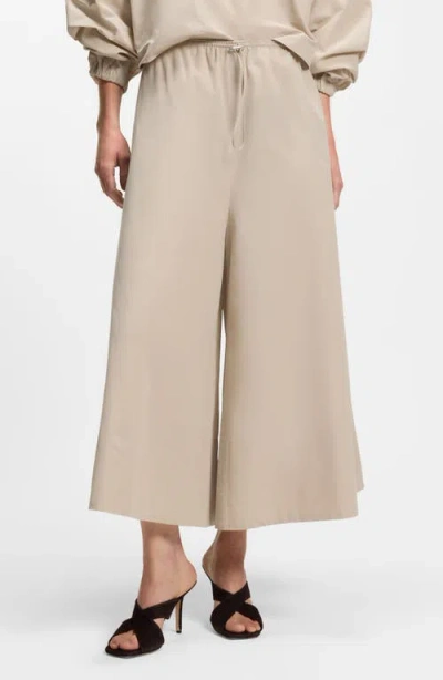Hugo Boss Boss Tatefa Drawstring Wide Leg Pants In Brown