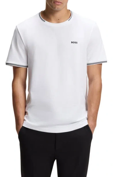 Hugo Boss Boss Taul Tipped Crewneck T-shirt In White