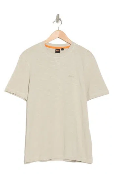 Hugo Boss Boss Te Slub Cotton T-shirt In Light Beige