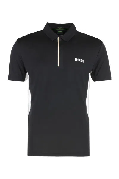 Hugo Boss Boss Technical Fabric Polo Shirt In Black
