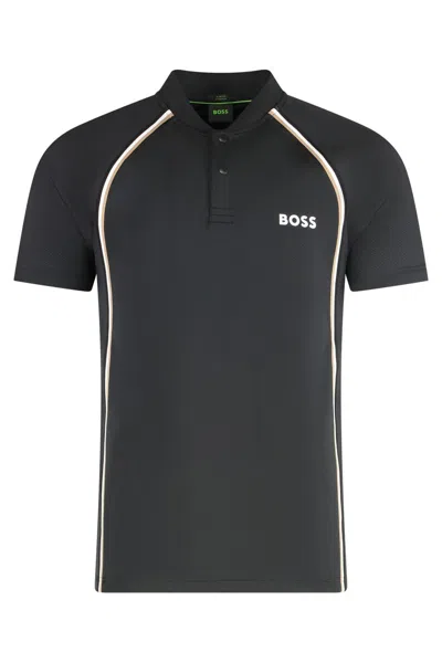 Hugo Boss Boss Technical Fabric Polo Shirt In Black