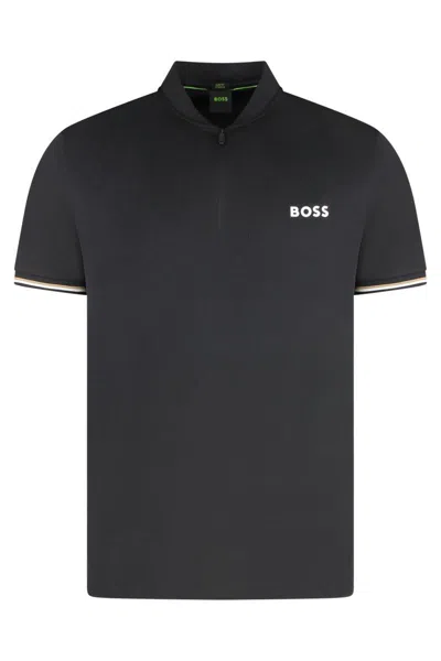 Hugo Boss Boss Technical Fabric Polo Shirt In Black