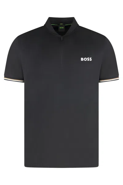 Hugo Boss Boss Technical Fabric Polo Shirt In Black