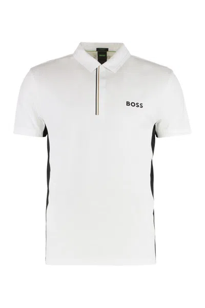 Hugo Boss Boss Technical Fabric Polo Shirt In White