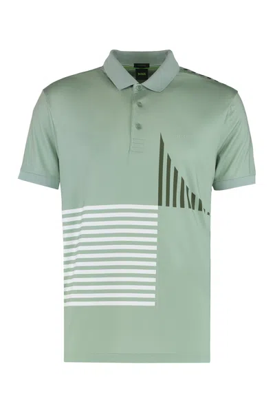 Hugo Boss Boss Technical Fabric Polo With Graphic Design In Green
