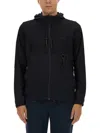 Hugo Boss Zip-up Black Technical Fabric Hooded Sweatshirt In Multi
