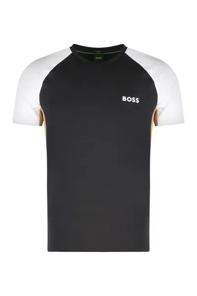 Hugo Boss Performance Raglan Sleeve Crew Neck T-shirt In Black