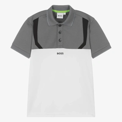 Hugo Boss Boss Teen Boys Grey & White Polo Shirt