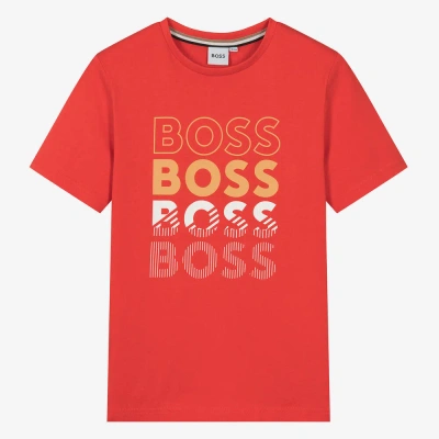 Hugo Boss Boss Teen Boys Red Cotton T-shirt
