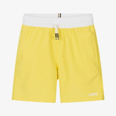 Hugo Boss Boss Teen Boys Yellow Magic Print Swim Shorts