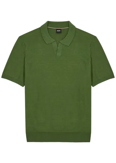 Hugo Boss Boss Tempio Cotton-blend Polo Shirt In Green