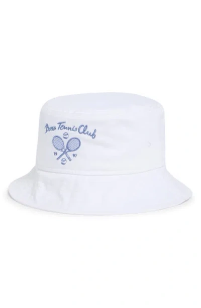 Hugo Boss Boss Tennis Club Cotton Twill Bucket Hat In White