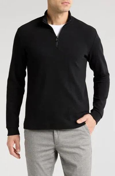 Hugo Boss Boss Tenore Quarter Zip Sweater In Blk