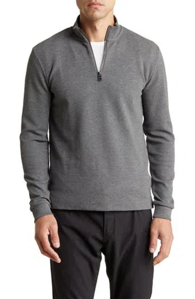 Hugo Boss Boss Tenore Quarter Zip Sweater In Med Gy