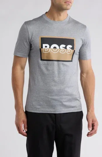 Hugo Boss Boss Tessler Mercerized Cotton Graphic T-shirt<br> In Silver