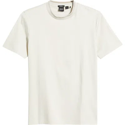 Hugo Boss Boss Tessler Tipped Cotton Crewneck T-shirt In White