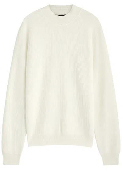 Hugo Boss Boss Textured Wool-blend Jumper In Beige