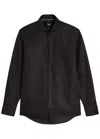 Hugo Boss Boss Roan Solid Stretch Cotton Button-up Shirt In Black