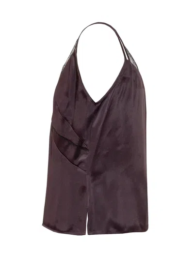 Hugo Boss Boss Thin Strap Viscose Top With Open Detail In Open Purple