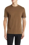 Hugo Boss Cotton-jersey T-shirt With Signature-stripe Cuffs In Open Green