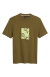 Hugo Boss Boss Thompson Floral Logo Cotton Graphic T-shirt In Dark Green