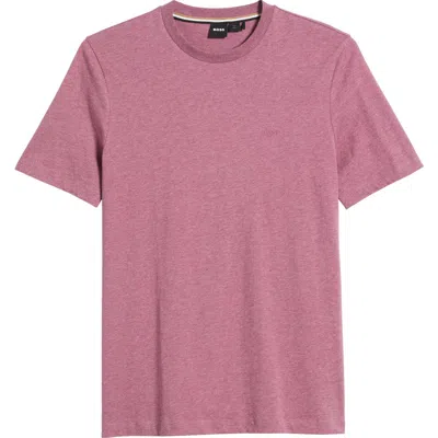 Hugo Boss Boss Thompson Solid Cotton T-shirt In Pink