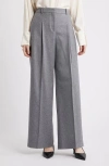 Hugo Boss Boss Tiana Pleat Wide Leg Pants In Gray