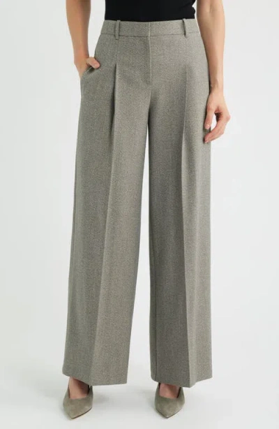Hugo Boss Boss Tiana Pleated High Waist Wide Leg Pants In Green