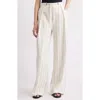 Hugo Boss Boss Tiana Tie Waist Pinstripe Linen Blend Pants In White