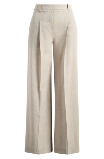 Hugo Boss Boss Tiana Virgin Wool Wide Leg Pants In Neutral