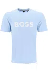 Hugo Boss Tiburt 354 Logo Cotton T-shirt In Celeste