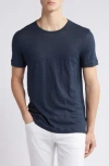 Hugo Boss Boss Tiburt Linen T-shirt In Blue