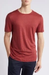 Hugo Boss Tiburt Linen T-shirt In Open Brown