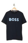 Hugo Boss Mens Dark Blue Brand-print Regular-fit Cotton-jersey T-shirt Xxxl