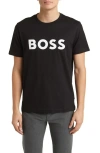 Hugo Boss Black Curved-logo Print T-shirt In 001-black