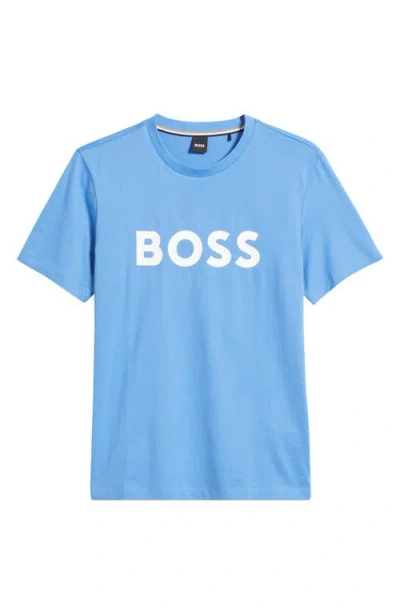 Hugo Boss Boss Tiburt Logo Graphic T-shirt In Bright Blue