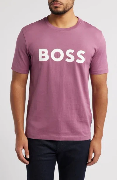 Hugo Boss Boss Tiburt Logo Graphic T-shirt In Bright Purple
