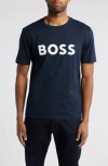 Hugo Boss Boss Sun Protection Logo T Shirt Navy In Dark Blue