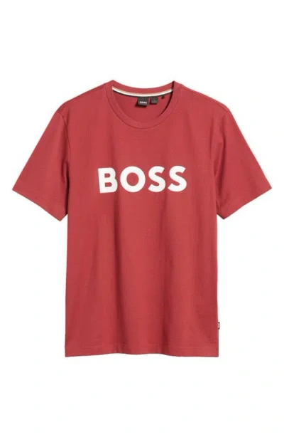Hugo Boss Boss Tiburt Logo Graphic T-shirt In Medium Red