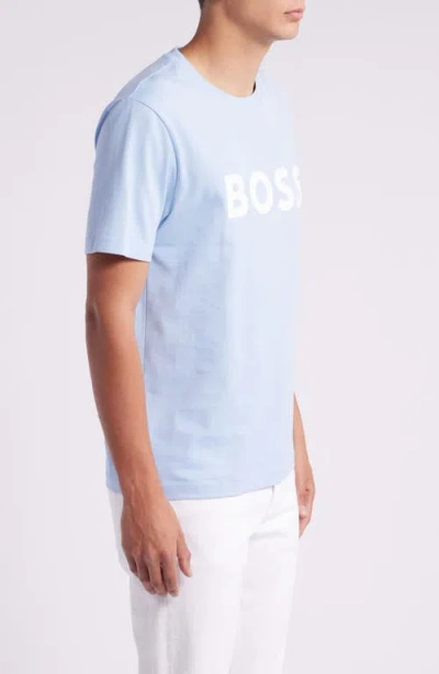 Hugo Boss Boss Tiburt Logo Graphic T-shirt In Light Blue