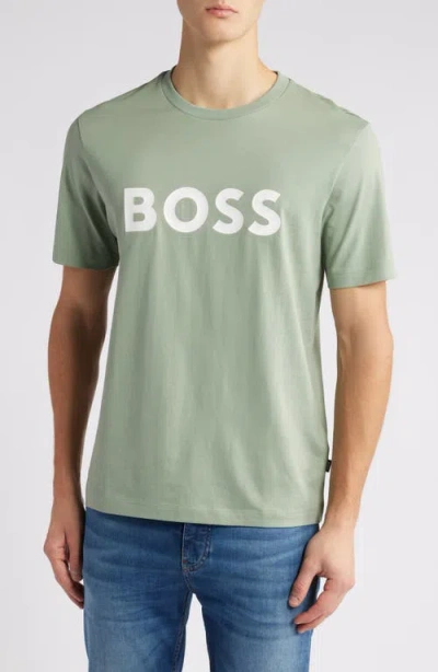Hugo Boss Boss Tiburt Logo Graphic T-shirt In Green