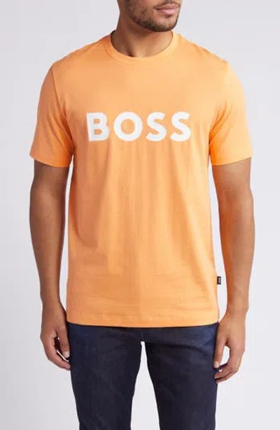 Hugo Boss Boss Tiburt Logo Graphic T-shirt In Medium Orange