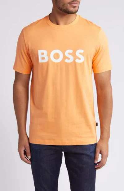 Hugo Boss Boss Tiburt Logo Graphic T-shirt In Medium Orange