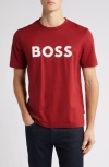 Hugo Boss Boss Tiburt Logo Graphic T-shirt In Medium Red