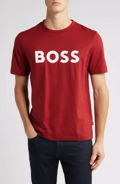 Hugo Boss Boss Tiburt Logo Graphic T-shirt In Medium Red