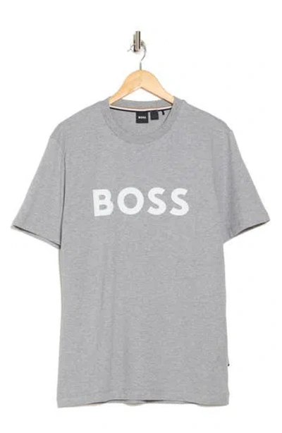 Hugo Boss Boss Tiburt Logo Graphic T-shirt In Silver