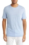 Hugo Boss Tiburt Slub Linen T-shirt In Open Blue